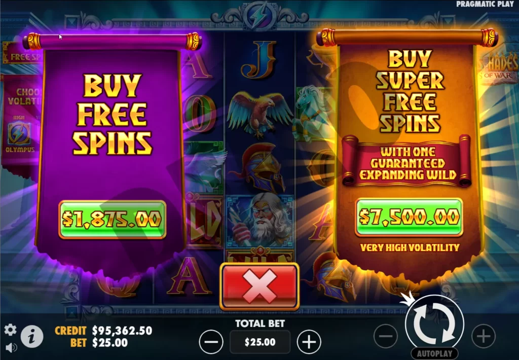 Zeus vs Hades Gods of War buy free spins